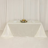 90"x132" Shimmer Pearl White Scuba Rectangle Tablecloth, Wrinkle Free Seamless Premium