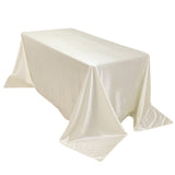 90"x132" Shimmer Pearl White Scuba Rectangle Tablecloth, Wrinkle Free Seamless Premium