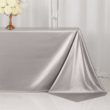 90x132inch Shimmer Silver Premium Scuba Rectangle Tablecloth, Wrinkle Free Seamless Polyester