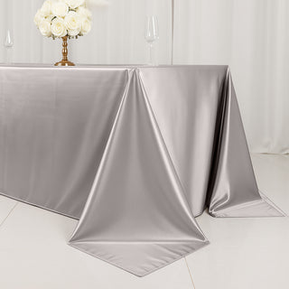 Versatile and Durable - Silver Premium Rectangle Scuba Tablecloth