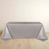 90x132inch Shimmer Silver Premium Scuba Rectangle Tablecloth, Wrinkle Free Seamless Polyester
