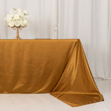 90x156inch Shimmer Gold Premium Scuba Rectangle Tablecloth, Wrinkle Free Seamless Polyester