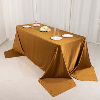 Elevate Your Dining Decor with Shimmer Gold Premium Rectangle Scuba Tablecloth