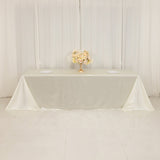 90"x156" Shimmer Pearl White Scuba Rectangle Tablecloth, Wrinkle Free Seamless Premium