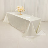 90"x156" Shimmer Pearl White Scuba Rectangle Tablecloth, Wrinkle Free Seamless Premium