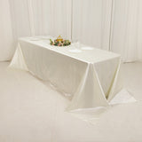 90"x156" Shimmer Pearl White Scuba Rectangle Tablecloth, Wrinkle Free Seamless Premium