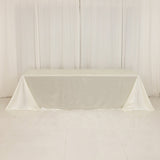 90"x156" Shimmer Pearl White Scuba Rectangle Tablecloth, Wrinkle Free Seamless Premium