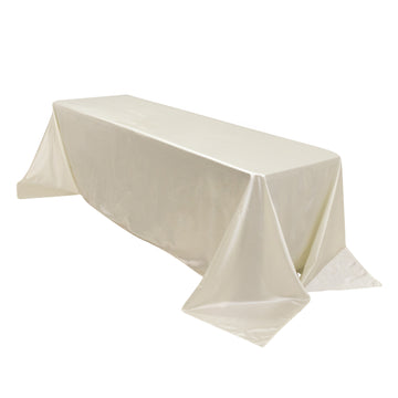 Premium Scuba Rectangular 90"x156" Tablecloth Shimmering Pearl - Wrinkle Free & Stain Resistant Seamless Table Cover