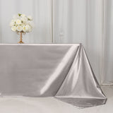 90x156inch Shimmer Silver Premium Scuba Rectangle Tablecloth, Wrinkle Free Seamless Polyester