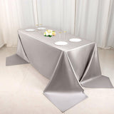 90x156inch Shimmer Silver Premium Scuba Rectangle Tablecloth, Wrinkle Free Seamless Polyester