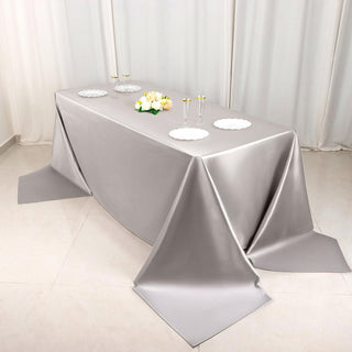 Seamless Shiny Silver Rectangle Scuba Tablecloth