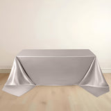 90x156inch Shimmer Silver Premium Scuba Rectangle Tablecloth, Wrinkle Free Seamless Polyester