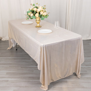 Beige Shimmer Sequin Dots Polyester Tablecloth