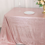 90x132inch Shiny Blush Rose Gold Polyester Rectangular Tablecloth With Shimmer Sequin Dots