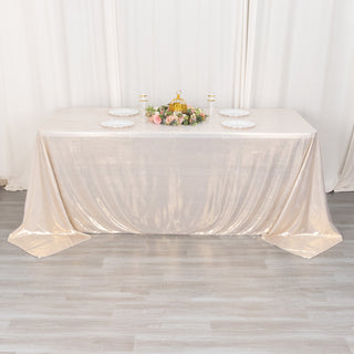 Elevate Your Dining Experience with the Beige Shimmer Sequin Tablecloth