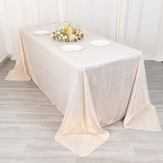 Experience Elegance with the Beige Shimmer Sequin Tablecloth