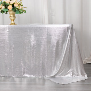 Unleash the Sparkle with our Silver Shimmer Sequin Dots Tablecloth