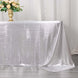 90x132inch Shiny Silver Polyester Rectangular Tablecloth With Shimmer Sequin Dots