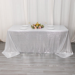 Captivating Silver Shimmer Sequin Dots Polyester Tablecloth