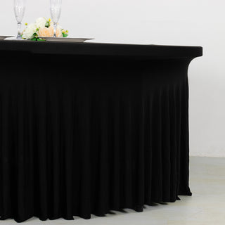 <strong>Chic Black Spandex Table Cover with Elegant Ruffles</strong>