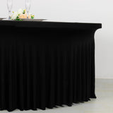 Black Stretch Spandex Fitted Round Tablecloth 60 in for 5 Foot Tables with Floor-Length Drop