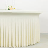 5ft Ivory Wavy Spandex Fitted Round 1-Piece Tablecloth Table Skirt