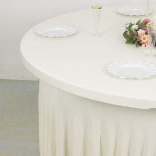 <strong>Durable Ivory Stretchable Table Cover Skirt</strong>