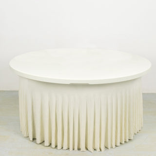 <strong>Elegant Ivory Fitted Spandex Round Tablecloth Table Skirt</strong>