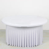 White Stretch Spandex Fitted Round Tablecloth 60 in for 5 Foot Tables with Floor-Length Drop