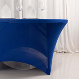 Royal Blue Stretch Spandex Fitted Round Tablecloth 60 in for 5 Foot Tables