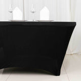 Black Stretch Spandex Fitted Round Tablecloth 72 in for 6 Foot Tables