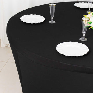 A Perfect Fit for Your Event: Black Stretch Fitted Round Tablecloth