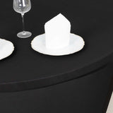 6ft Black Spandex Stretch Fitted Round Tablecloth With Foot Pockets