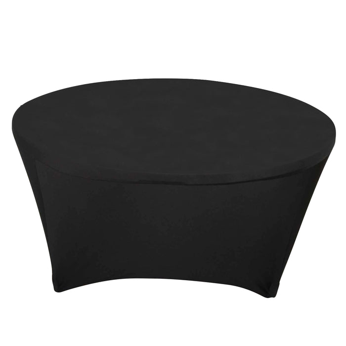 Black Stretch Spandex Fitted Round Tablecloth 72 in for 6 Foot Tables