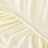 6ft Ivory Wavy Spandex Fitted Round 1-Piece Tablecloth Table Skirt, Stretchy Table Cover Ruffles