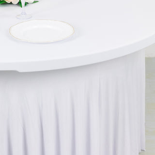 Reusable White Round Tablecloth With Ruffles