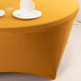 6ft Gold Round Stretch Spandex Tablecloth Fitted Table Cover for 72 inch Tables