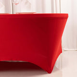 6ft Red Round Stretch Spandex Tablecloth Fitted Table Cover for 72 inch Tables