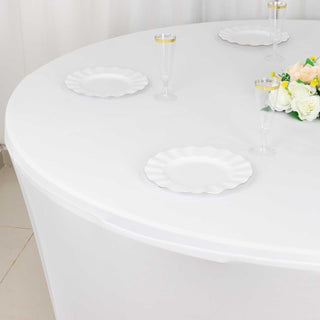 Create Unforgettable Moments with the White Spandex Stretch Fitted Round Tablecloth