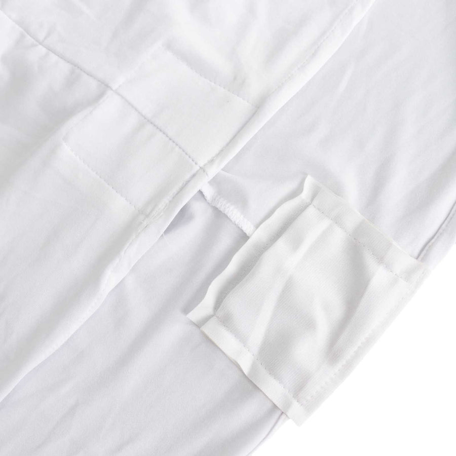 6ft White Spandex Stretch Fitted Round Tablecloth With Foot Pockets