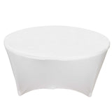 White Stretch Spandex Fitted Round Tablecloth 72 in for 6 Foot Tables