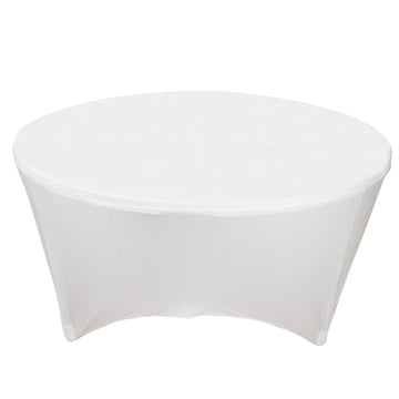 6ft White Round Stretch Spandex Tablecloth Fitted Table Cover for 72 inch Tables