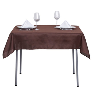 Elevate Your Dining Experience with the 54x54 Chocolate Square Seamless Polyester Tablecloth