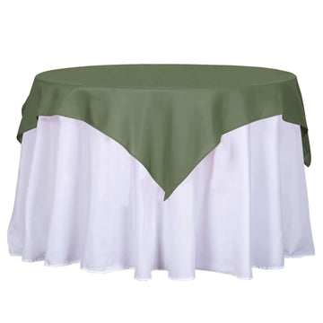 54"x54" Olive Green Square Seamless Polyester Table Overlay