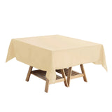 54"x54" Beige Square Polyester Table Overlay