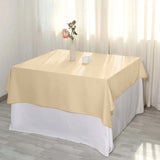 54"x54" Beige Square Polyester Table Overlay