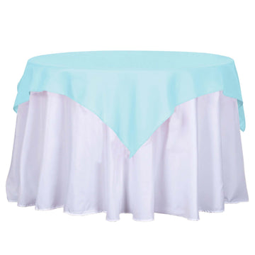 Polyester 54"x54" Table Overlay Square Tablecloth Light Blue - Wrinkle-Resistant & Durable Table Cover