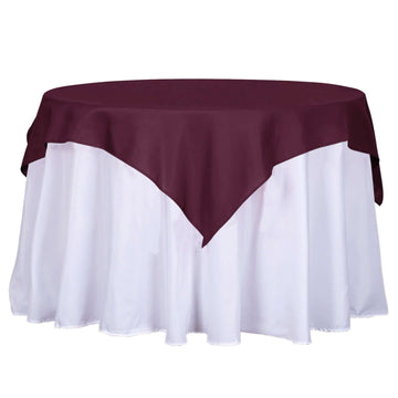 Polyester 54"x54" Table Overlay Square Tablecloth Burgundy - Wrinkle-Resistant & Durable Table Cover