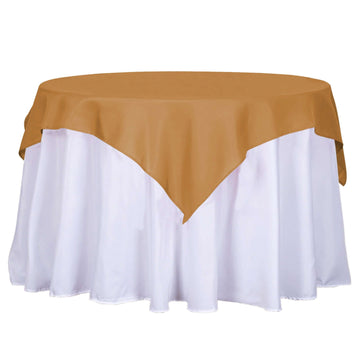 54"x54" Gold Square Seamless Polyester Table Overlay