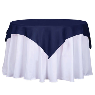 54"x54" Navy Blue Square Seamless Polyester Table Overlay